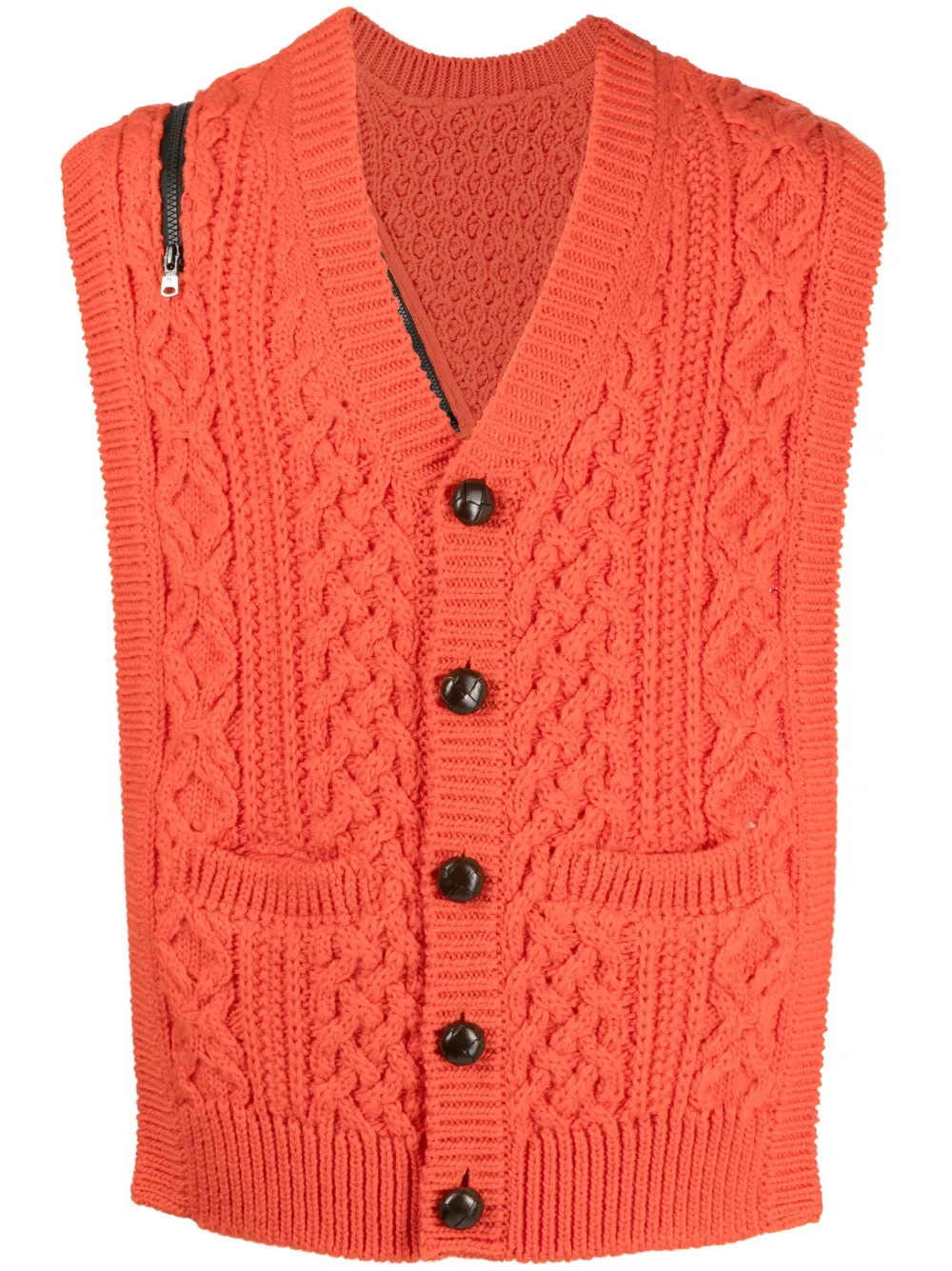 Takahiromiyashita The Soloist Aranknit Vest Cardigan In Orange ModeSens