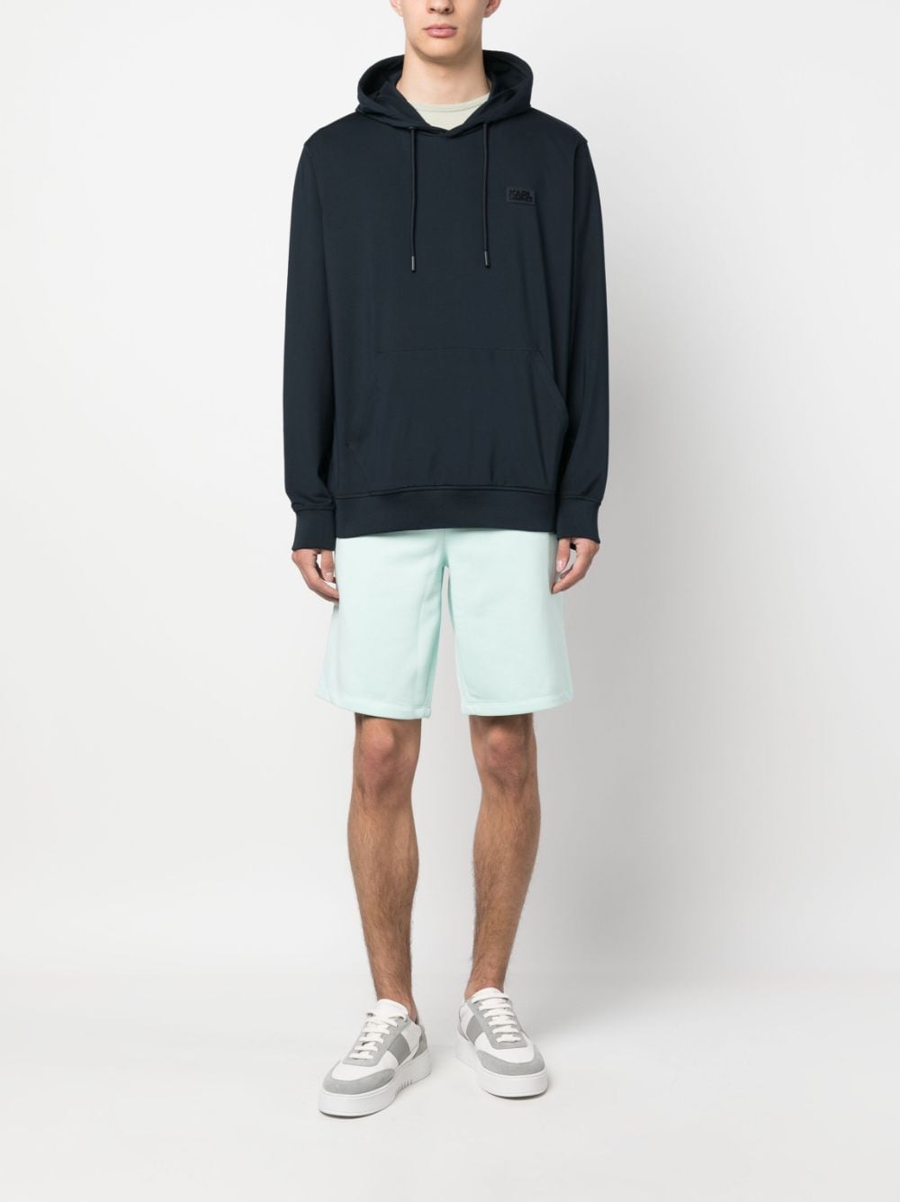 Karl Lagerfeld logo-patch hooded sweatshirt - Blauw