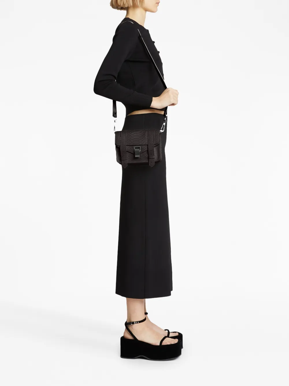 Proenza Schouler mini Carved Python PS1 crossbody bag - Zwart