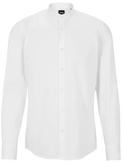 BOSS Camisa de algodão com gola padre