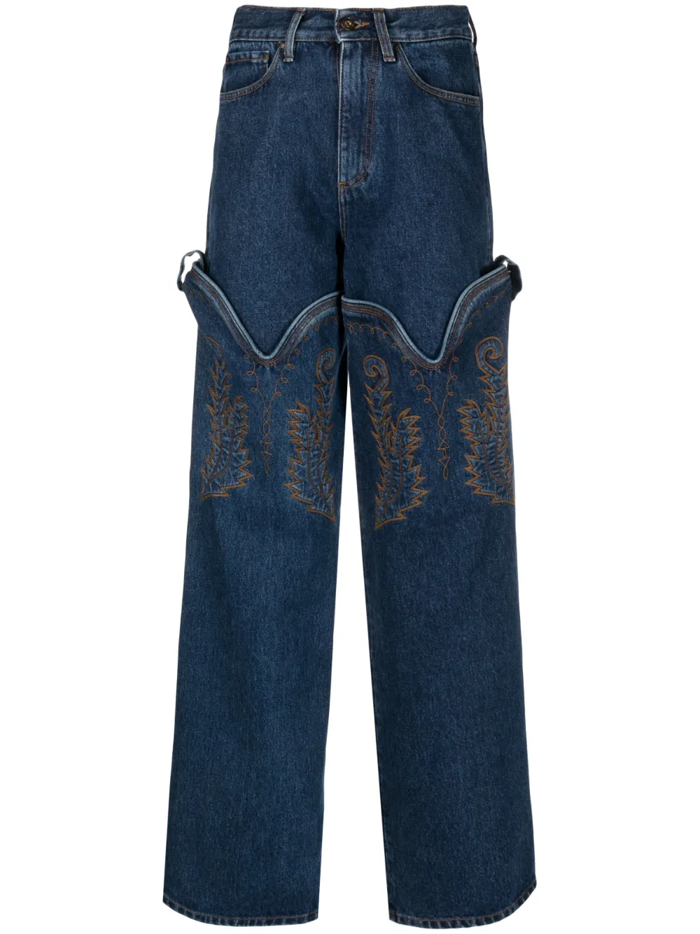 Y/Project Cowboy Embroidered wide-leg Jeans - Farfetch