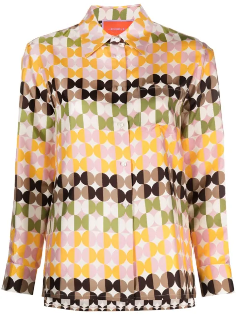 La DoubleJ Boy Mezzaluna-print silk shirt