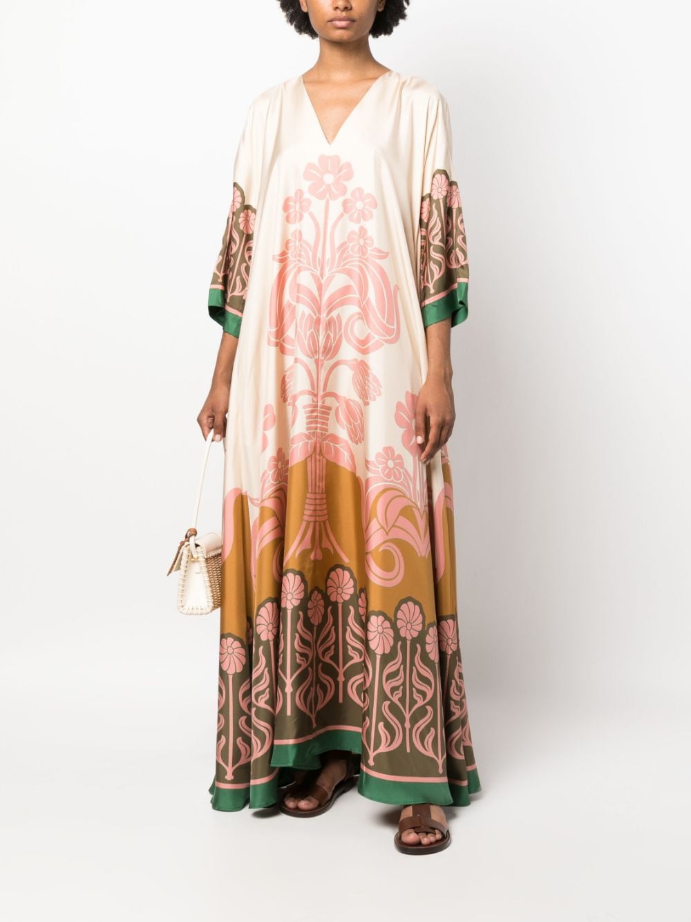 La DoubleJ Muumuu Stucco-print Silk Dress - Farfetch