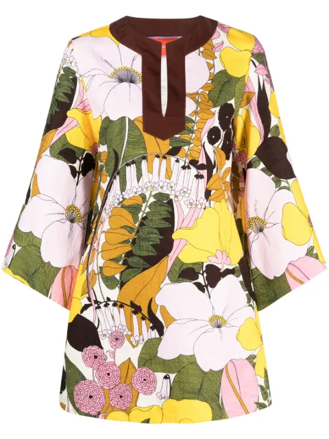 La DoubleJ vestido The Kaftan Mini con estampado floral