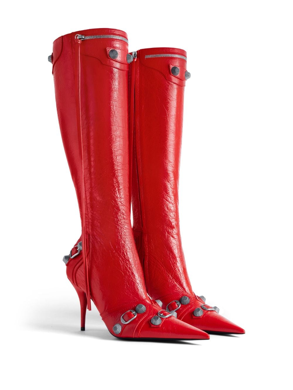 Shop Balenciaga Cagole 90mm Knee-high Boots In Red