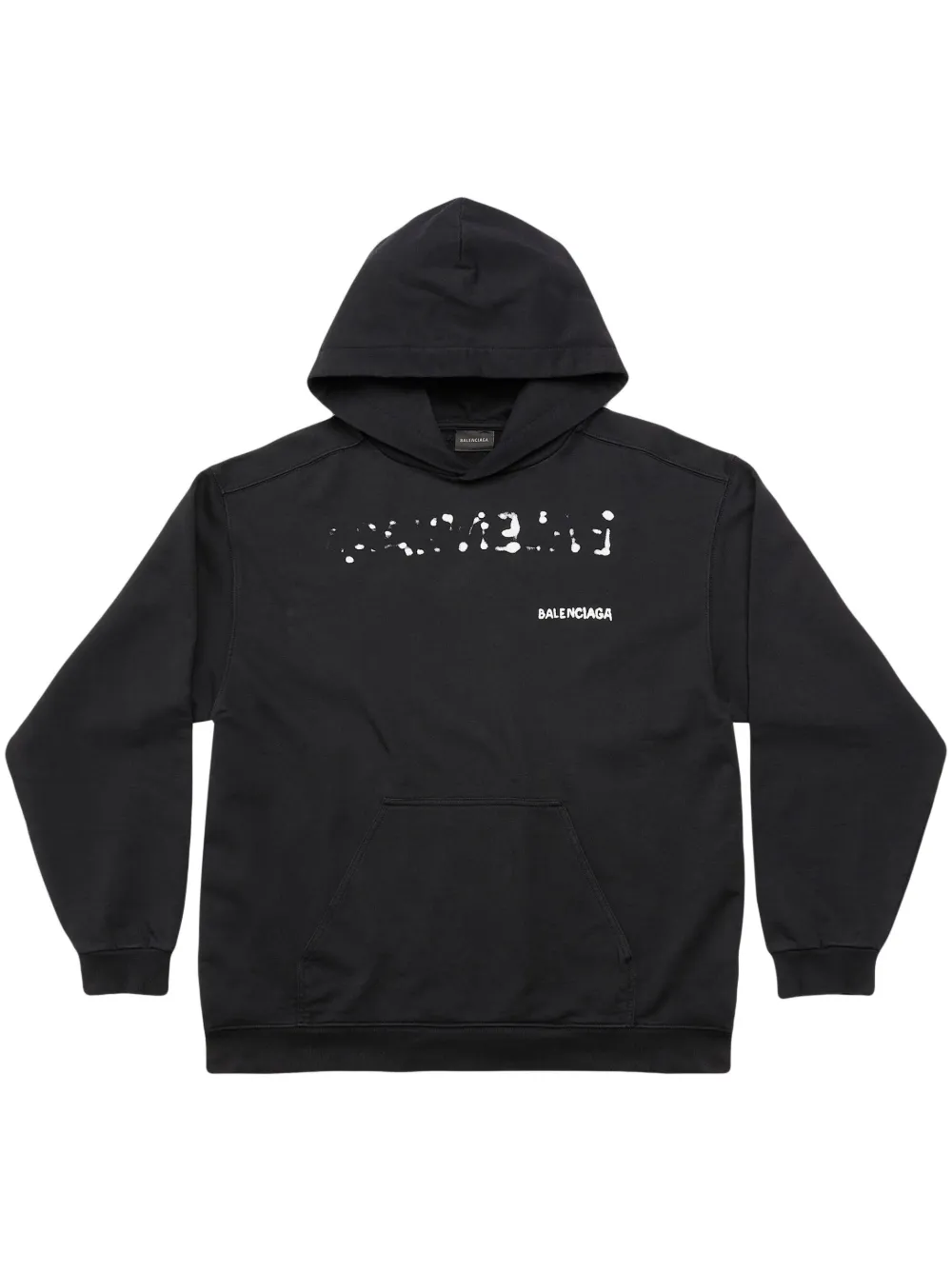 Shop Balenciaga Hand Drawn-logo Cotton Hoodie In Black