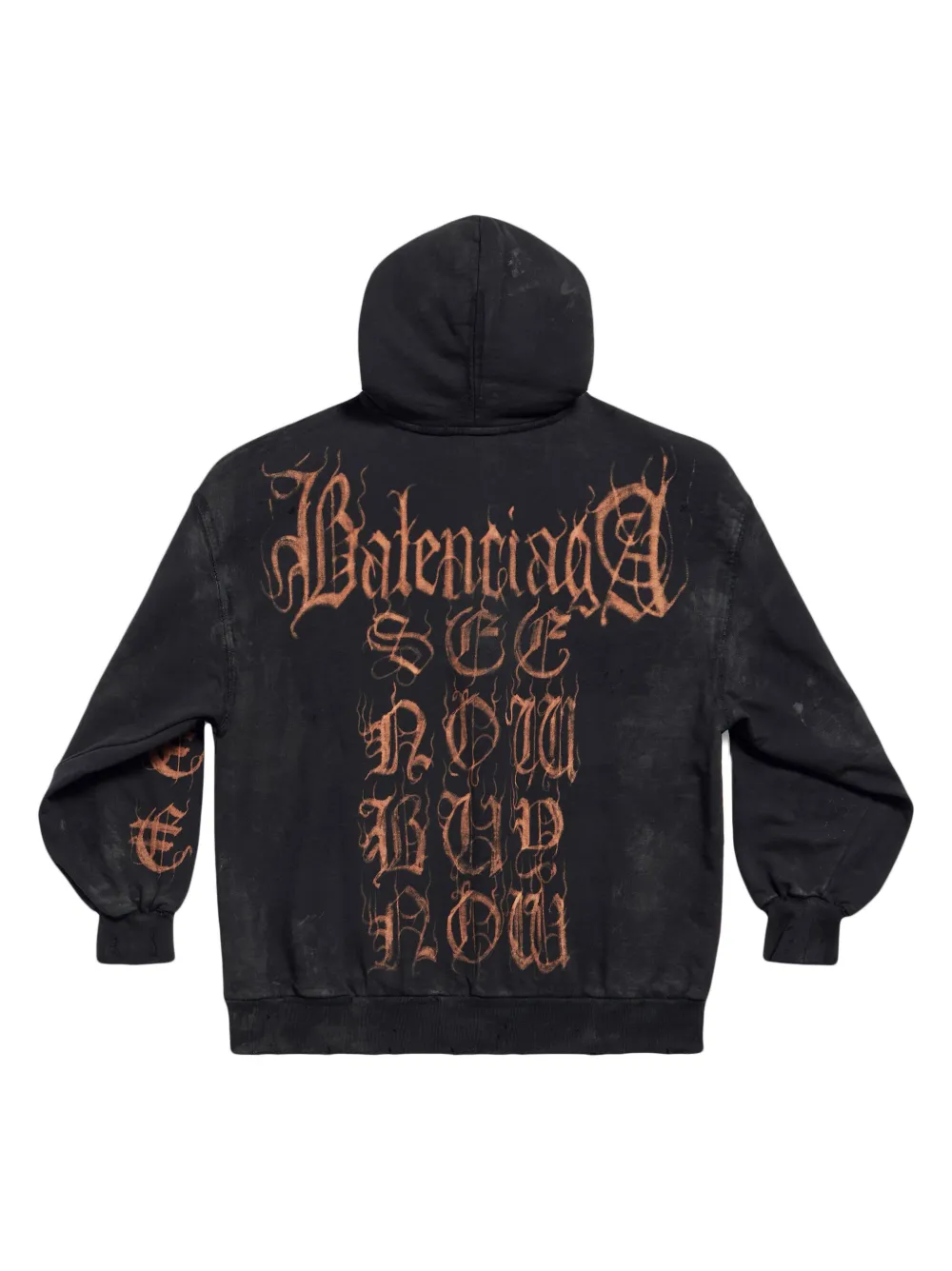 Shop Balenciaga Heavy Metal Artwork Zip-up Hoodie In Schwarz