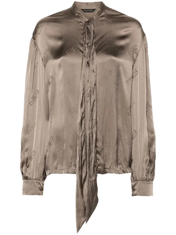 balenciaga シルクシャツ Balenciaga BB ロゴ シルクシャツ | ニュートラル | FARFETCH JP