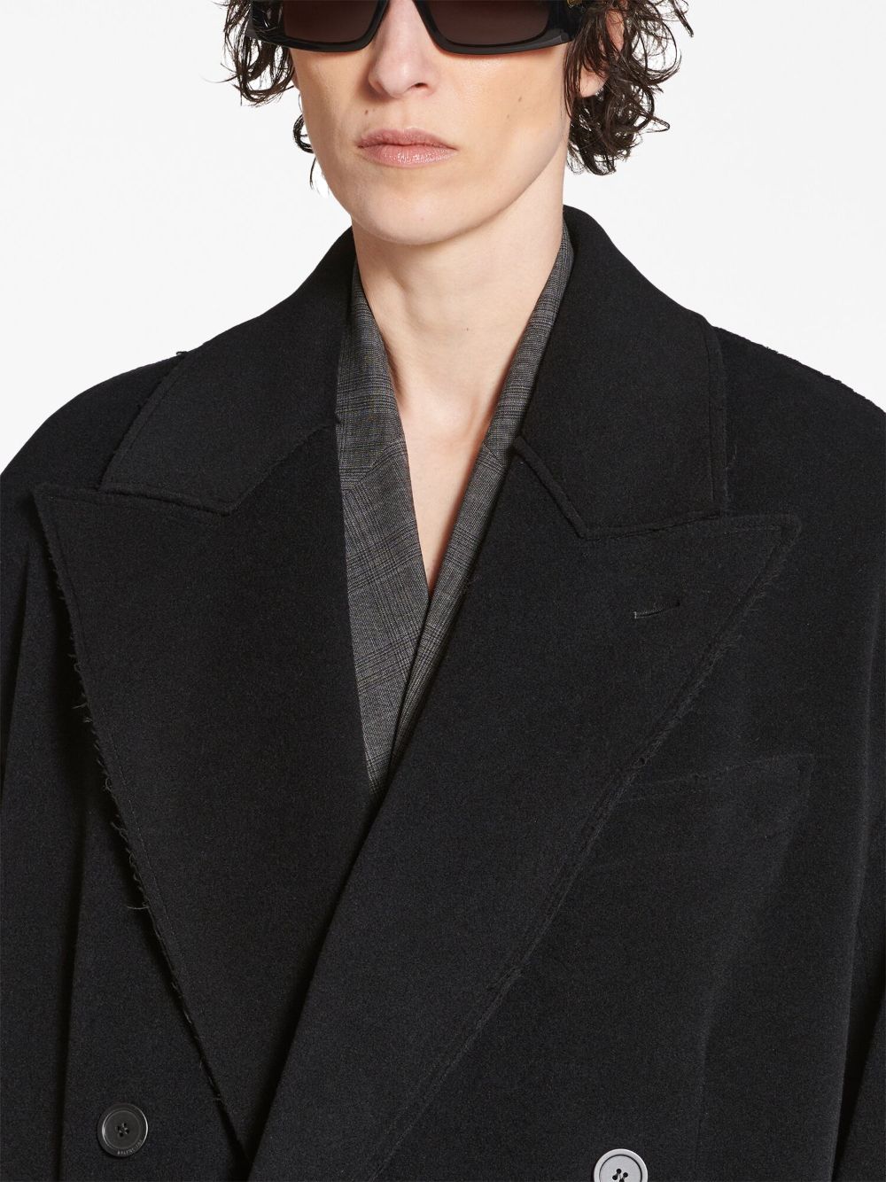 Shop Balenciaga Double-breasted Virgin-wool Coat In Black