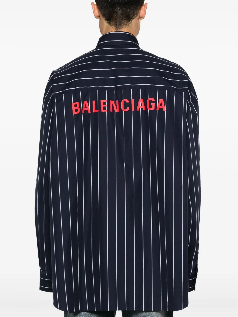 Balenciaga Overhemd met krijtstreep Blauw