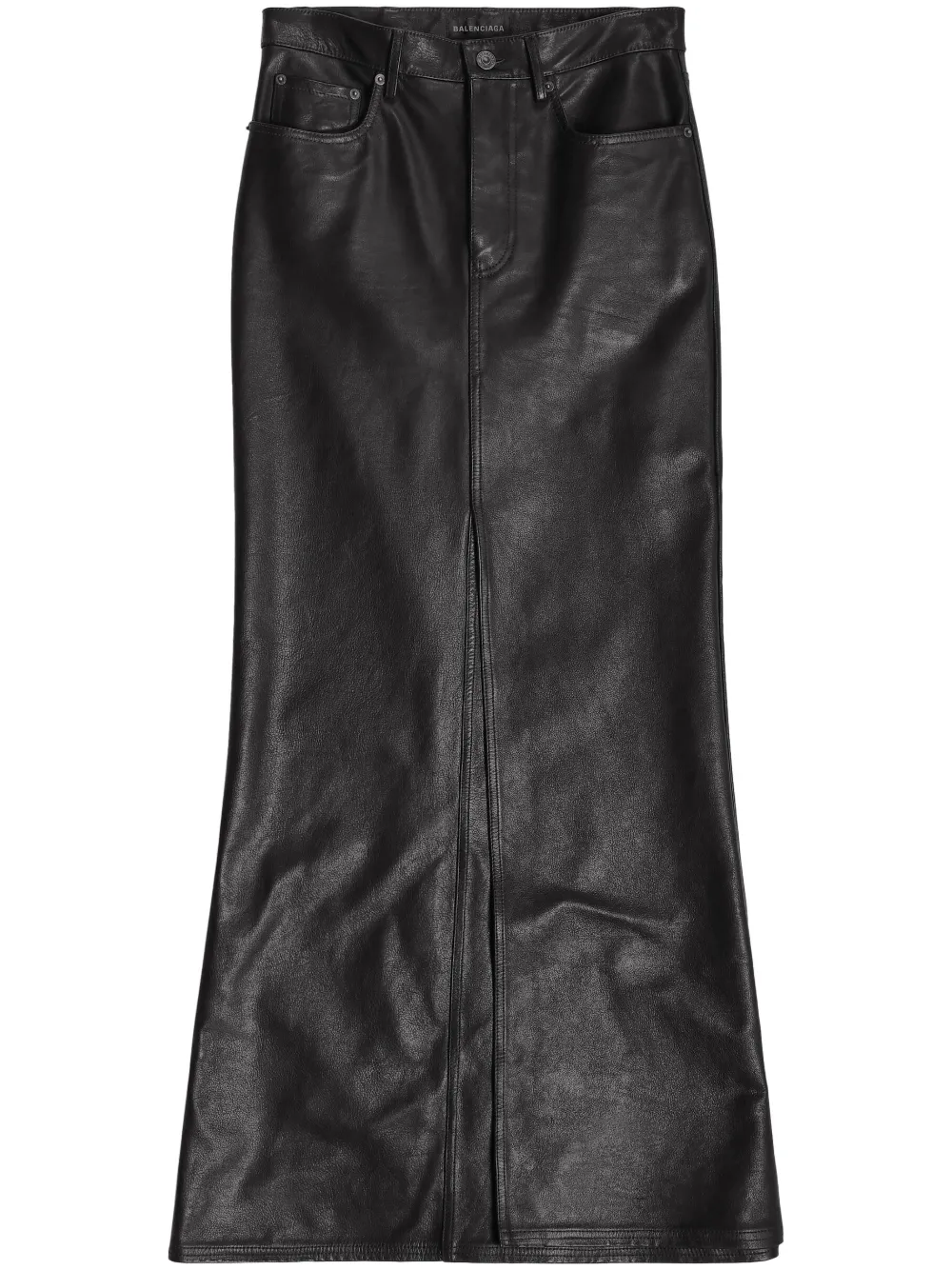 Balenciaga Leather Mid-rise Maxiskirt In Black