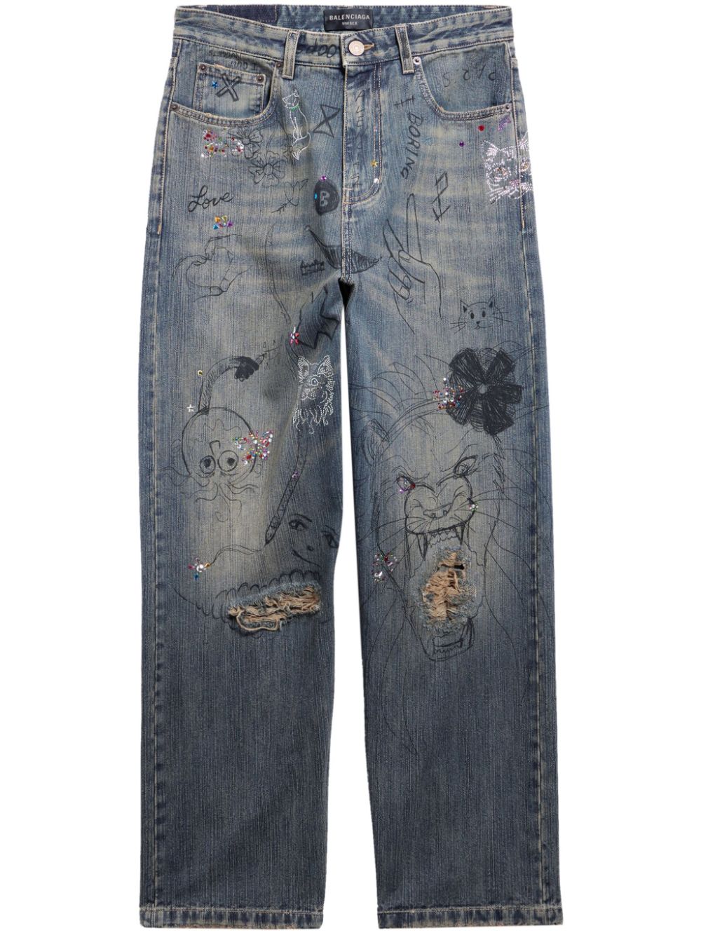 Balenciaga doodle-print Straight Jeans - Farfetch