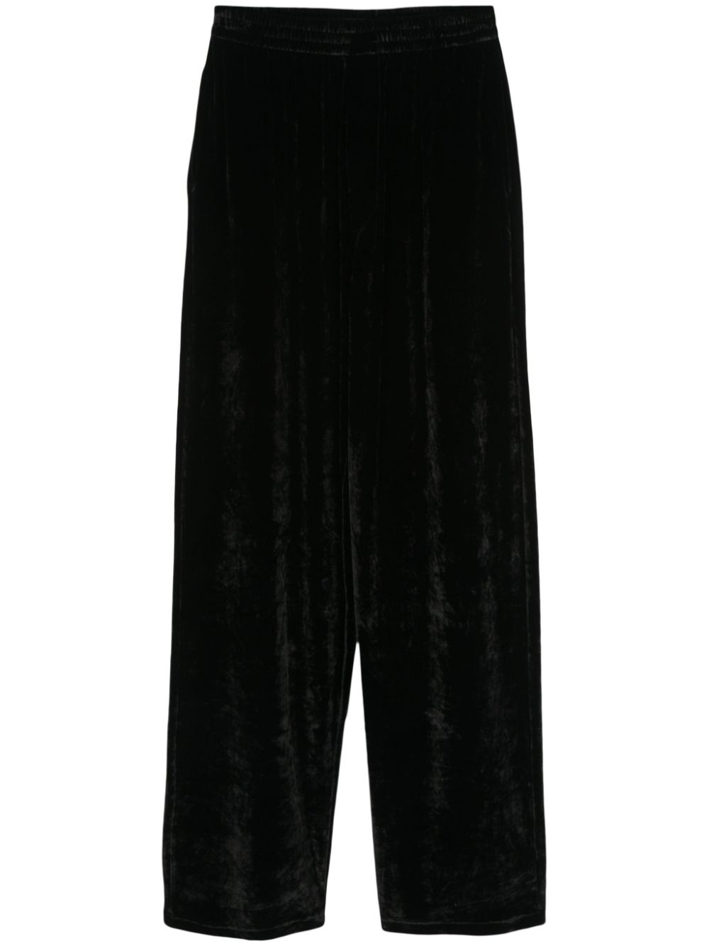 velvet-effect straight-leg trousers