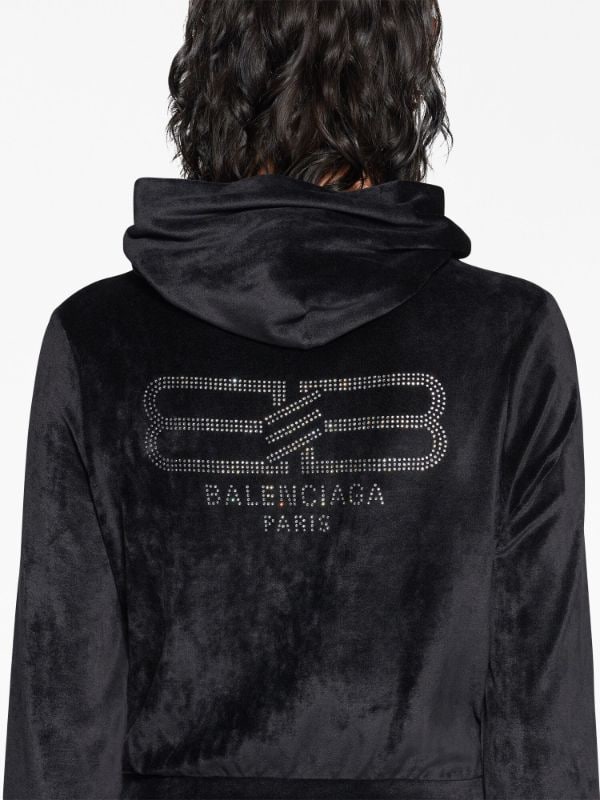 Balenciaga crystal-embebellished Logo Zipped Hoodie - Farfetch