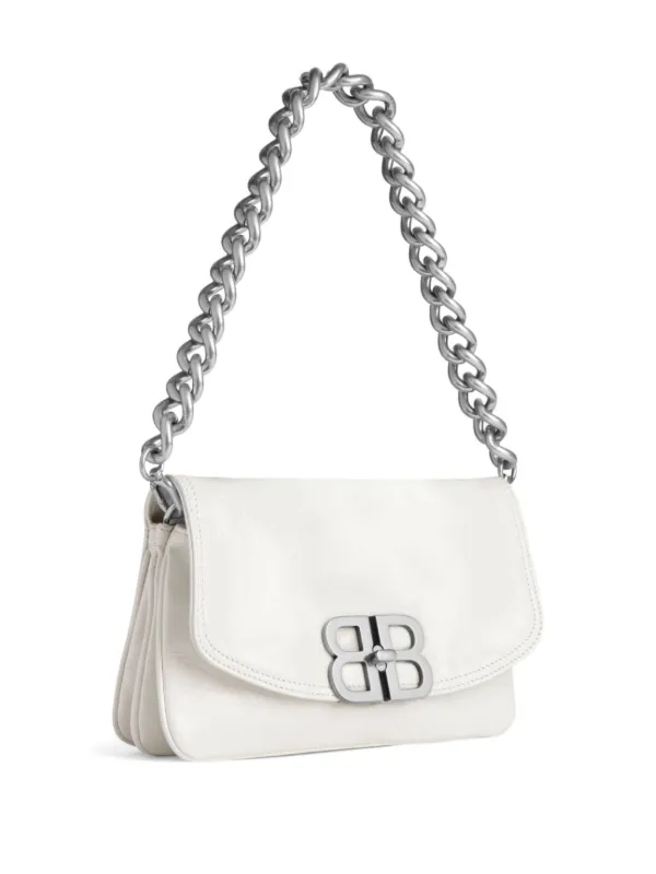 Balenciaga Small BB Soft Flap Leather Shoulder Bag | White