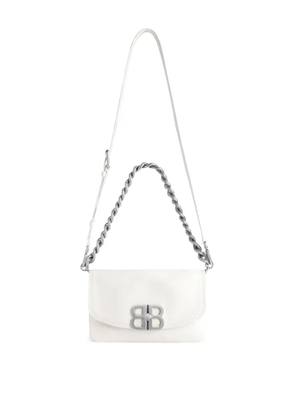 Balenciaga Small BB Soft Flap Leather Shoulder Bag | White