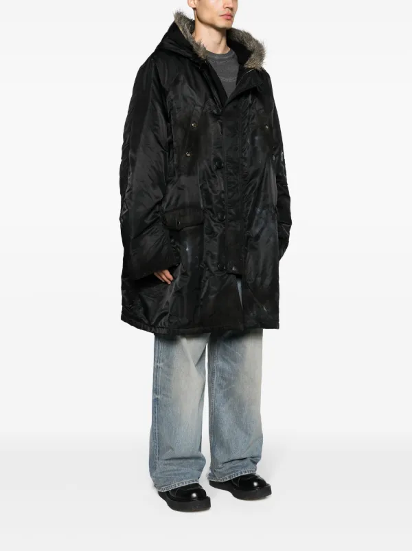 Balenciaga Faux fur trim Hooded Parka Black FARFETCH BH