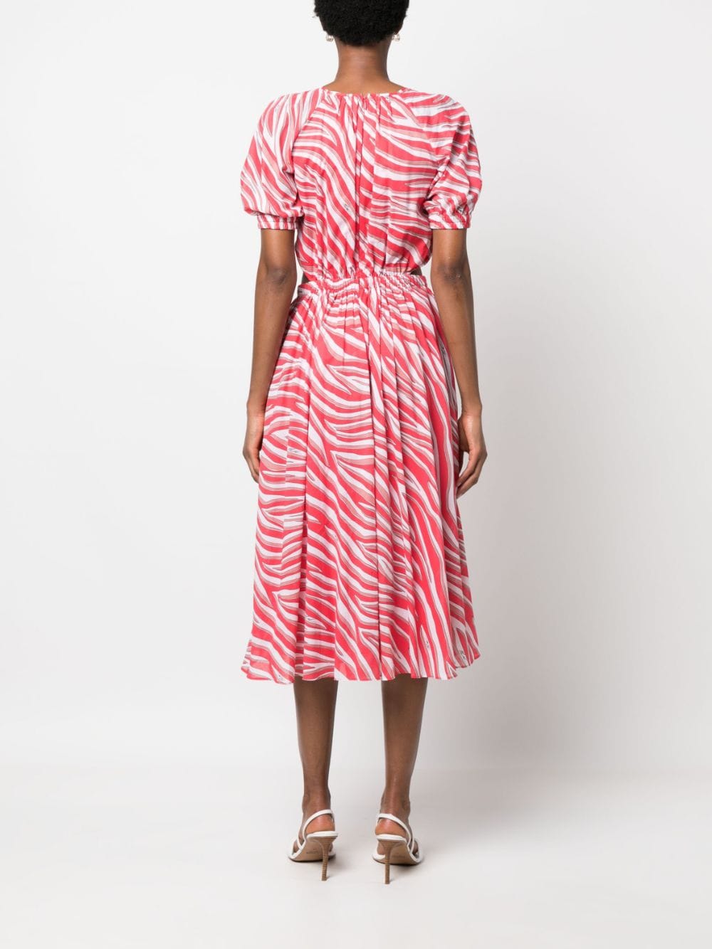 Shop Michael Michael Kors Zebra-print Cotton Midi Dress In Pink
