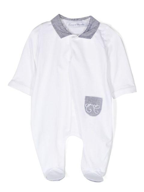 Tartine Et Chocolat logo-embroidery contrasting-collar pajama