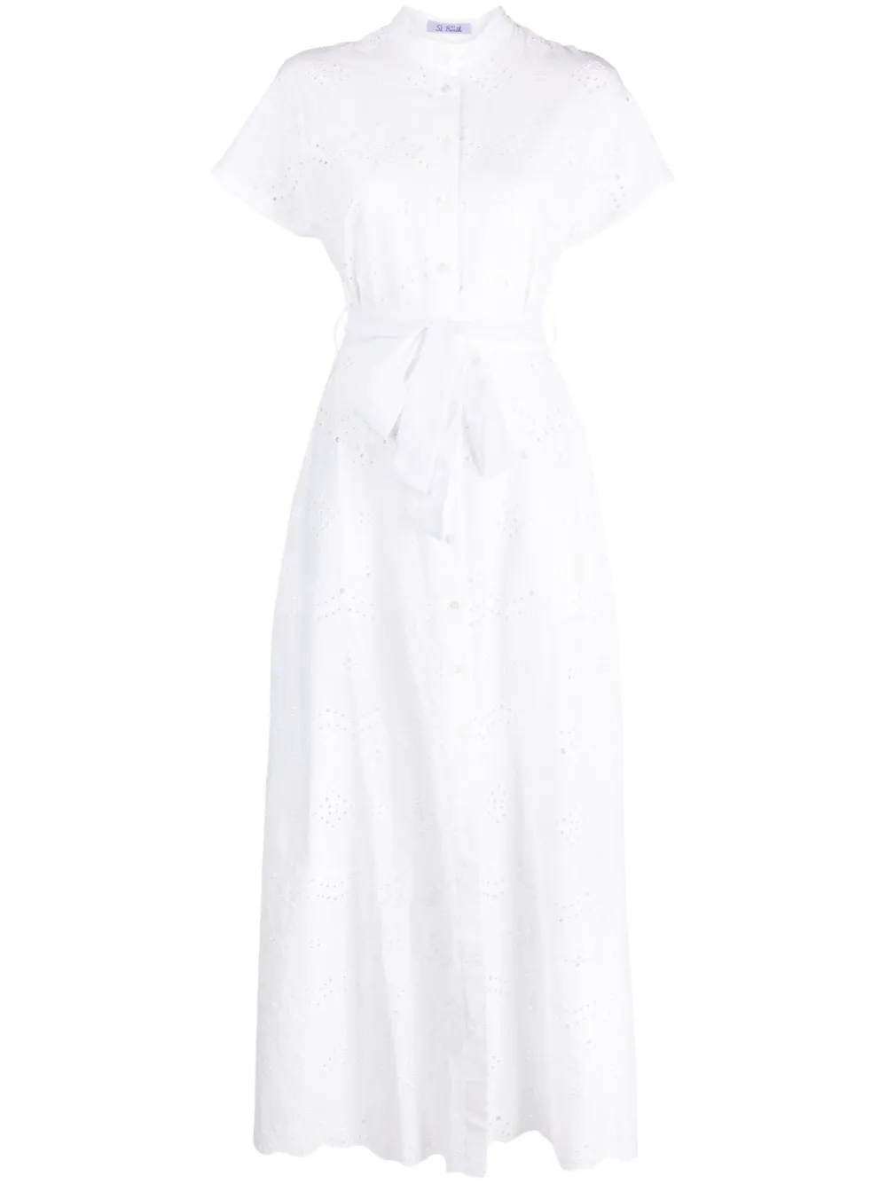 Mc2 Saint Barth Broderie-anglaise Long Dress In White