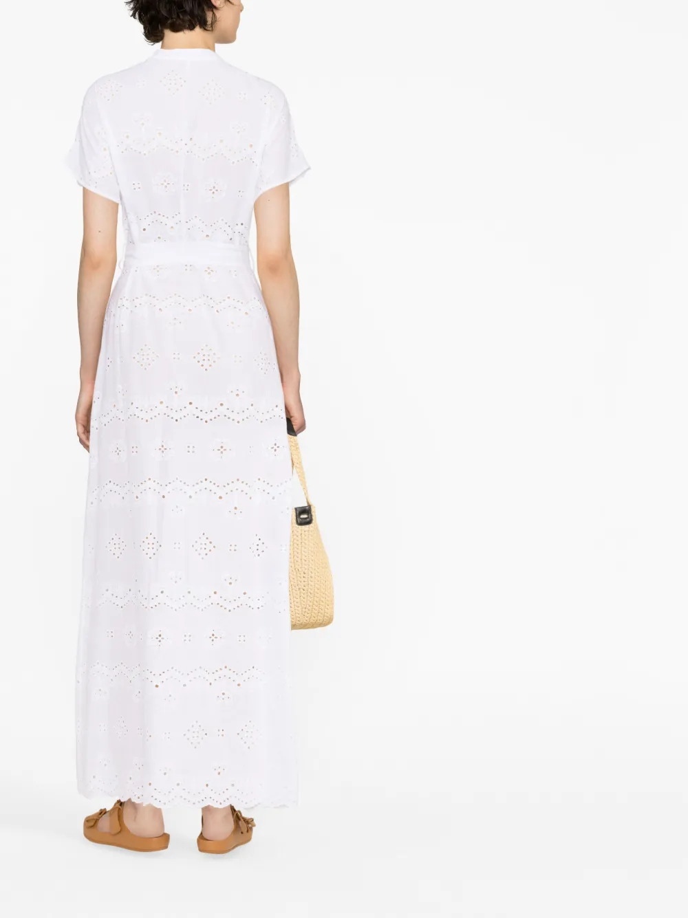 Mc2 Saint Barth Broderie-anglaise Long Dress In White
