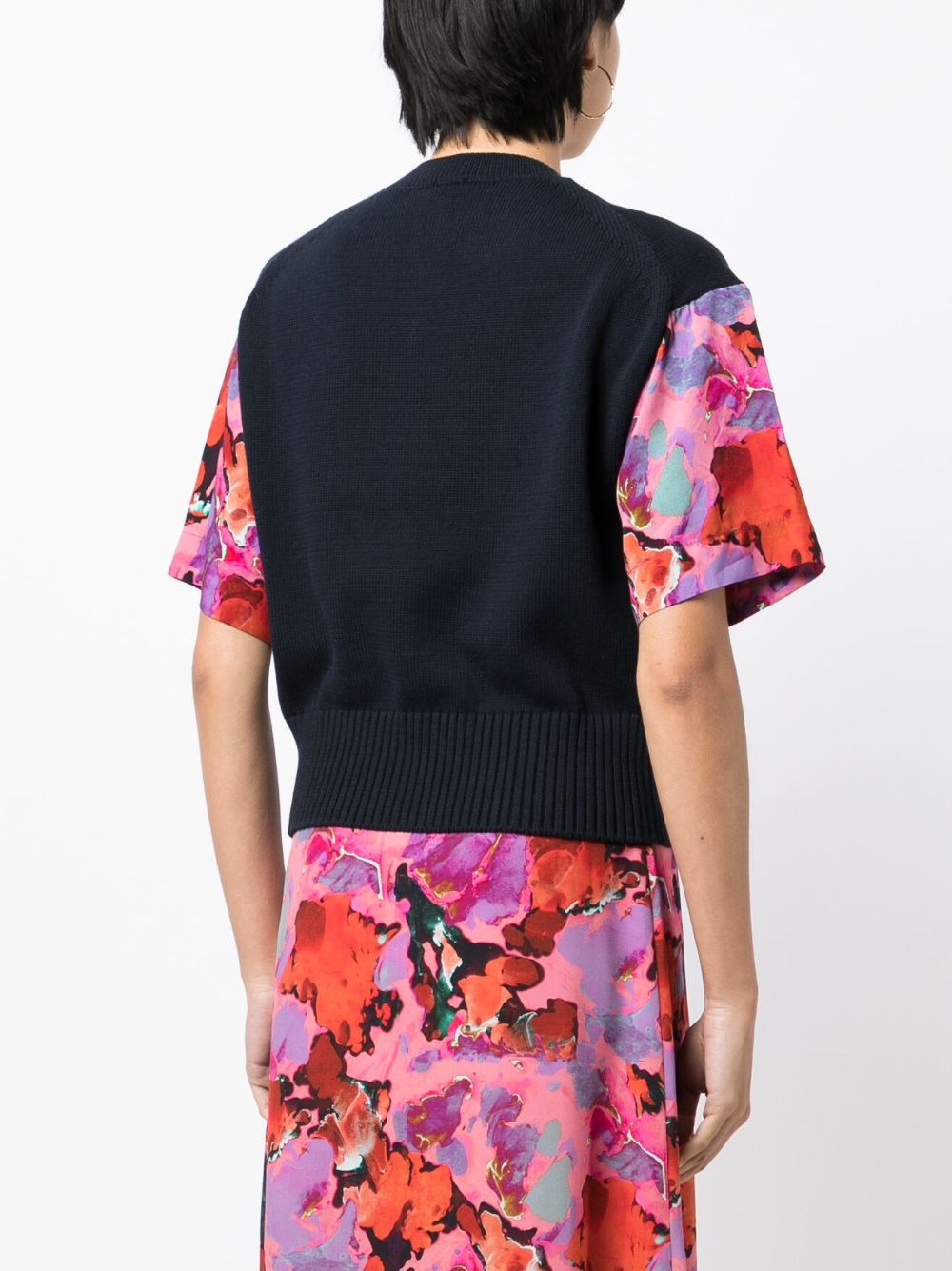 Shop Ps By Paul Smith Floral-sleeved Organic Cotton Sweatshirt In Blue