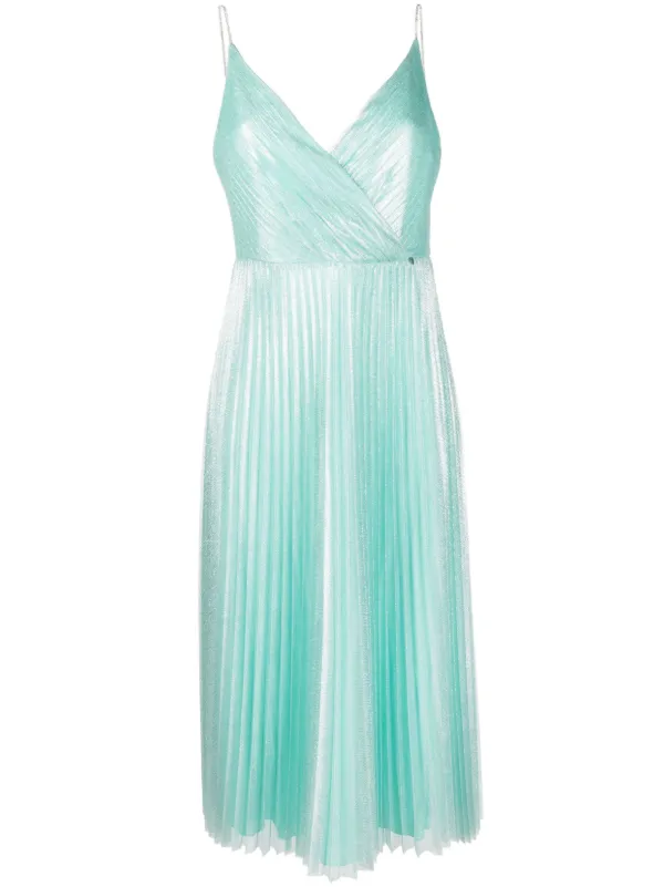 NISSA metallic-sheen Pliss Dress | Green | FARFETCH BH NISSA metallic-sheen Pliss Dress | Green | FARFETCH BH
