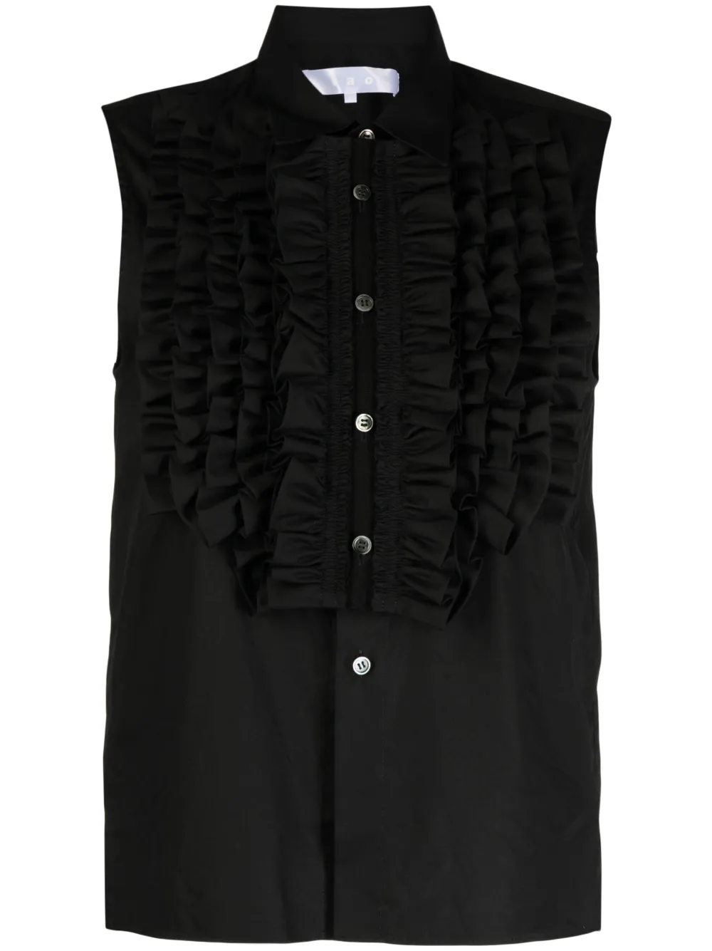 Comme des Garçons TAO ラッフル ノースリーブシャツ - ブラック Comme des Garçons TAO ラッフル ノースリーブシャツ - ブラック