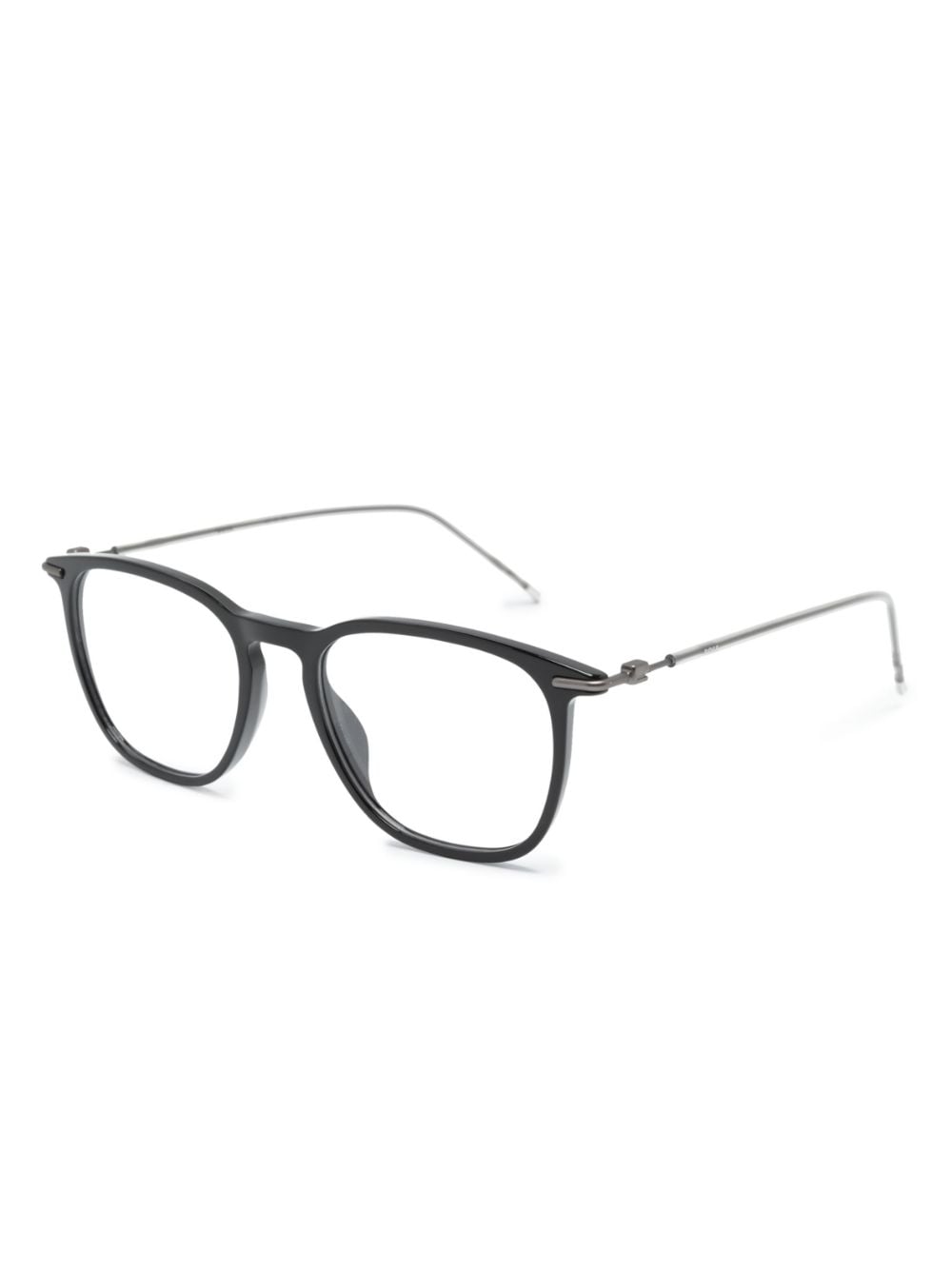 BOSS logo-engraved squared-frame glasses - Zwart