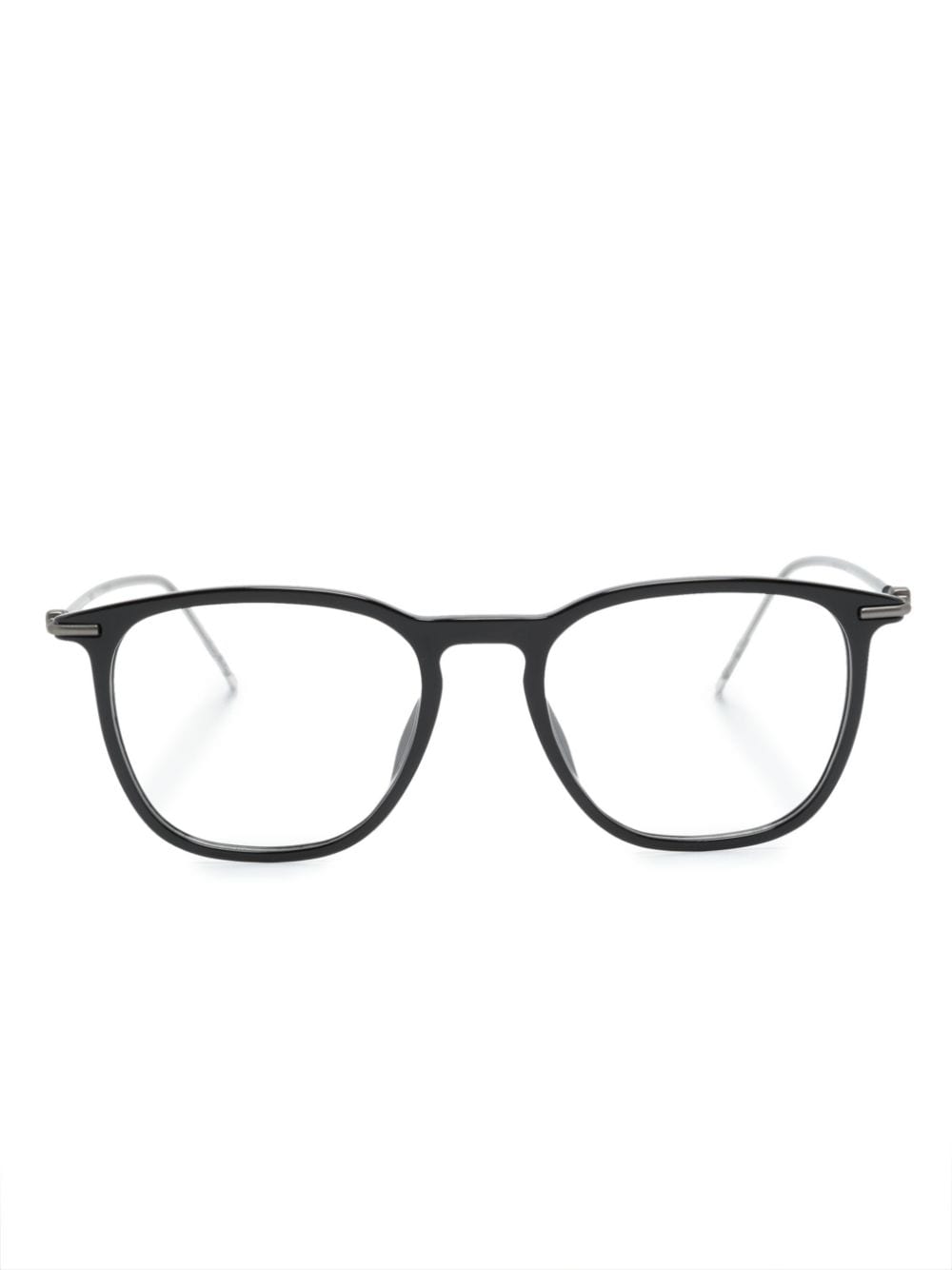 Hugo Boss Logo-engraved Squared-frame Glasses In Black