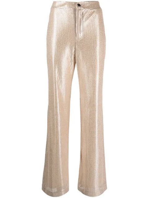 Roseanna metallic-finish flared trousers