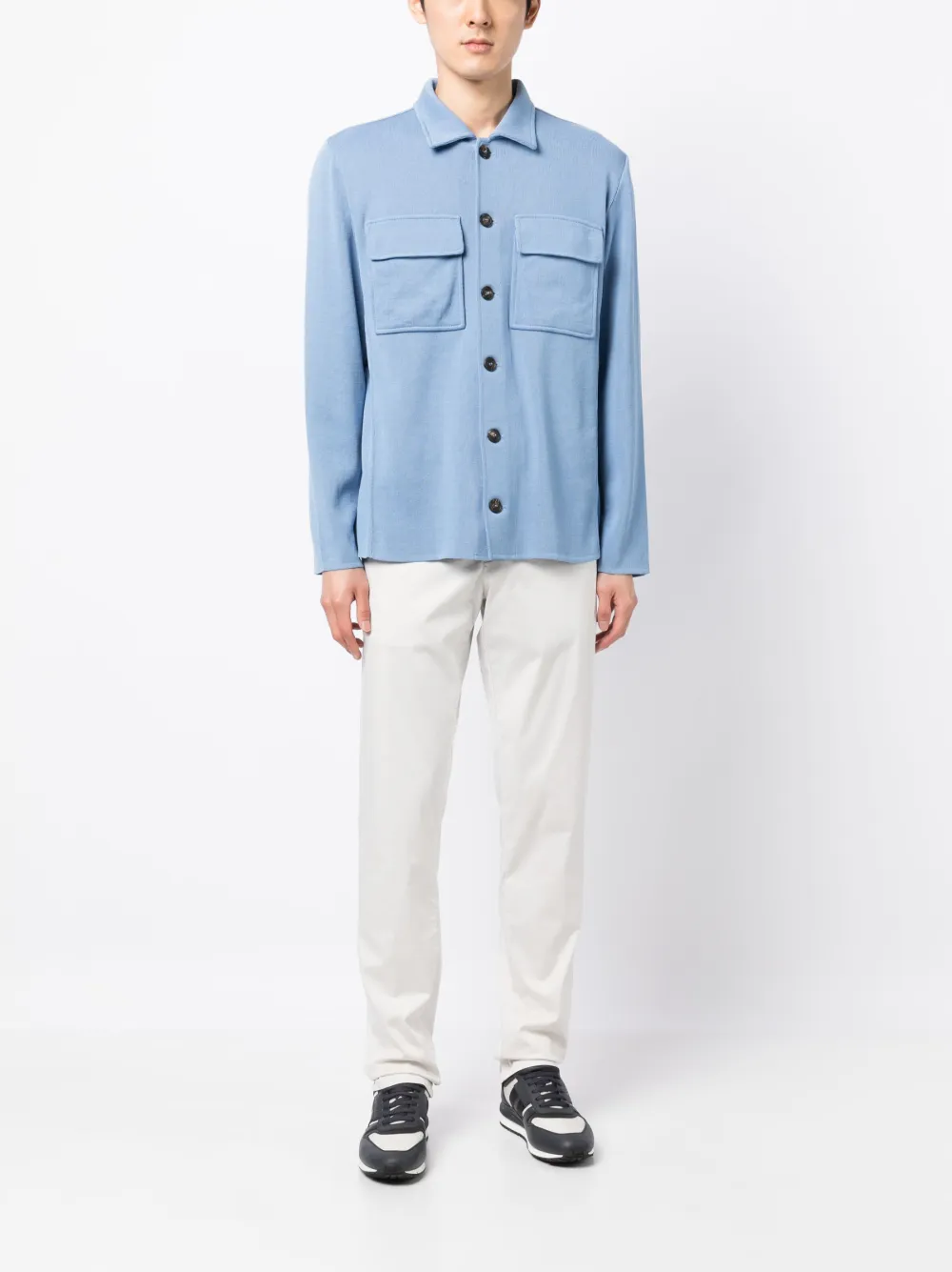 Lardini Gebreid overhemd - Blauw