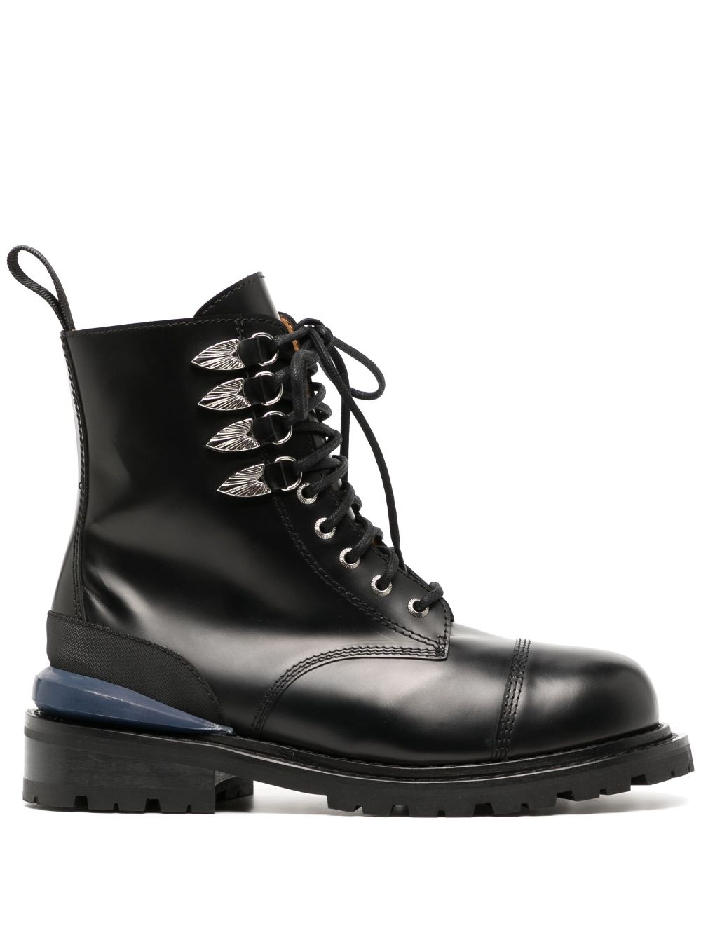 Shop Toga Virilis Leather Combat Boots In Schwarz