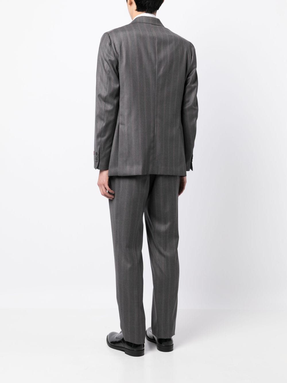 Shop Isaia Two-piece Stripe-pattern Suit In Grey