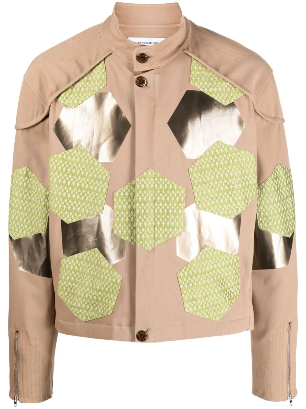 Kiko Kostadinov Stand Collar Casual Jacket In Brown