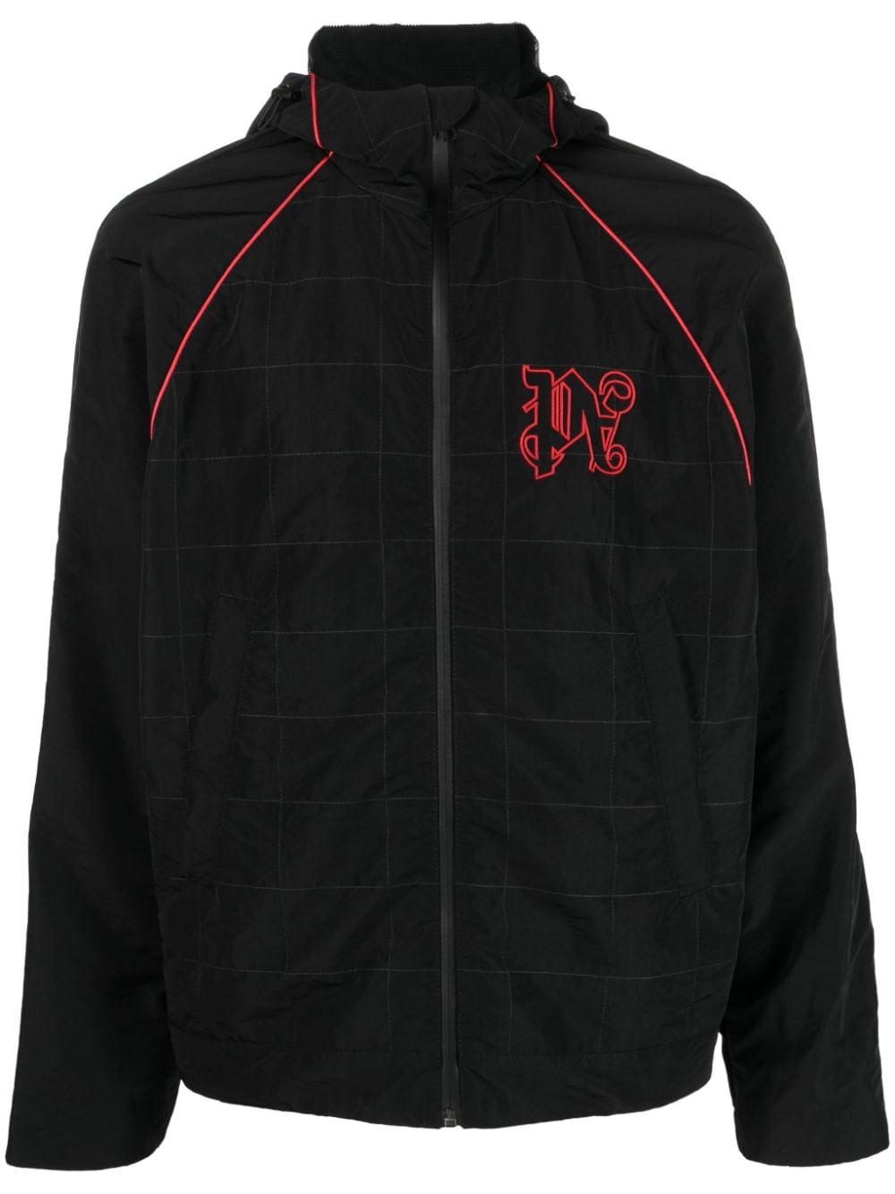 Palm Angels Logo-embroidered Shell Jacket In Black