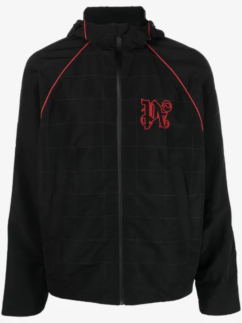 Palm Angels logo-embroidered shell jacket