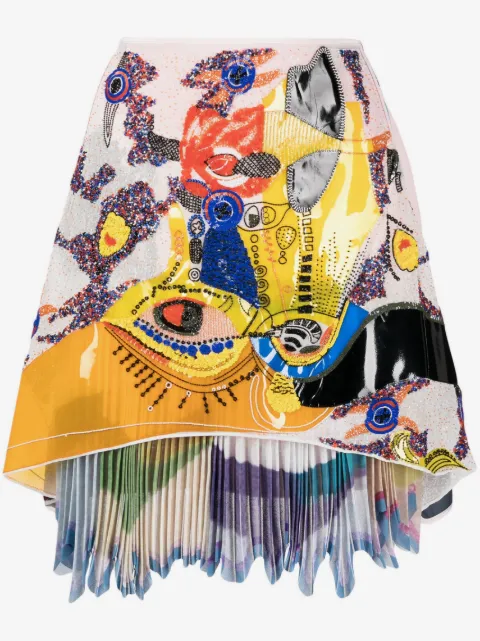 Maticevski appliqué-detail printed skirt