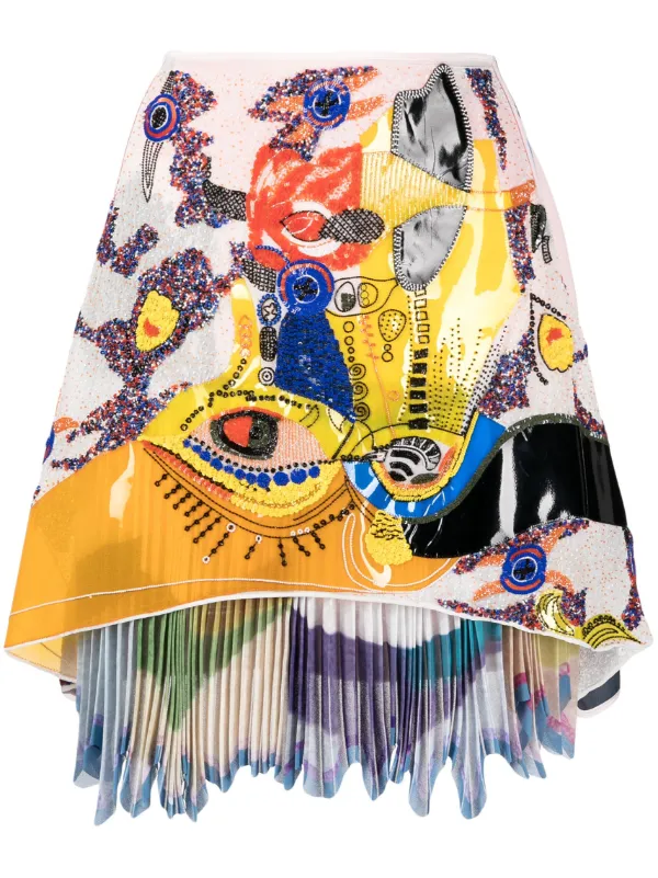 Maticevski Appliqué-detail Printed Skirt in Multicolour