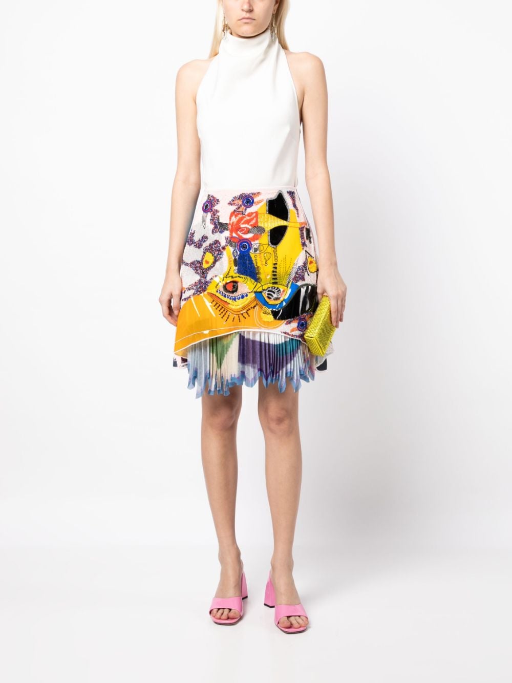 Shop Maticevski Appliqué-detail Printed Skirt In Multicolour