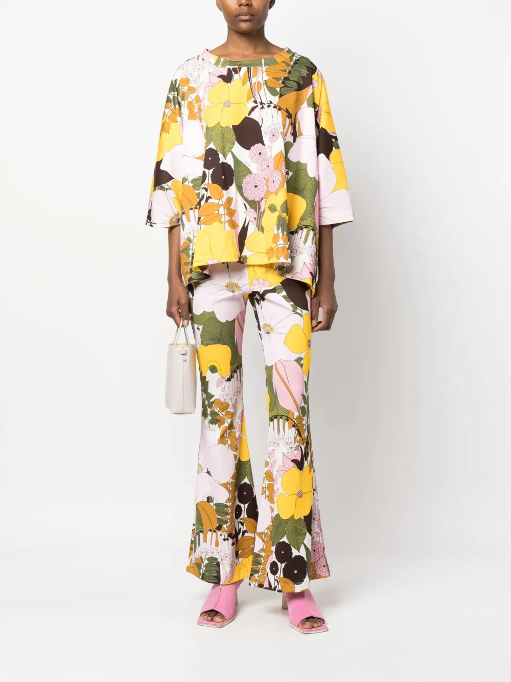 La DoubleJ Broek met bloemenprint Roze