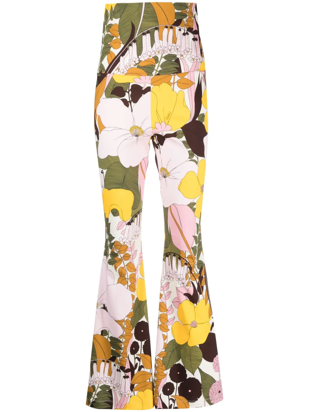 La DoubleJ floral-print flared trousers - Rosa