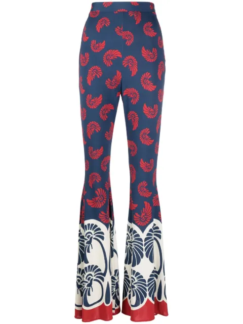 La DoubleJ pantalones acampanados con estampado gráfico