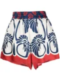 La DoubleJ Palmetto-print silk shorts - Neutrals