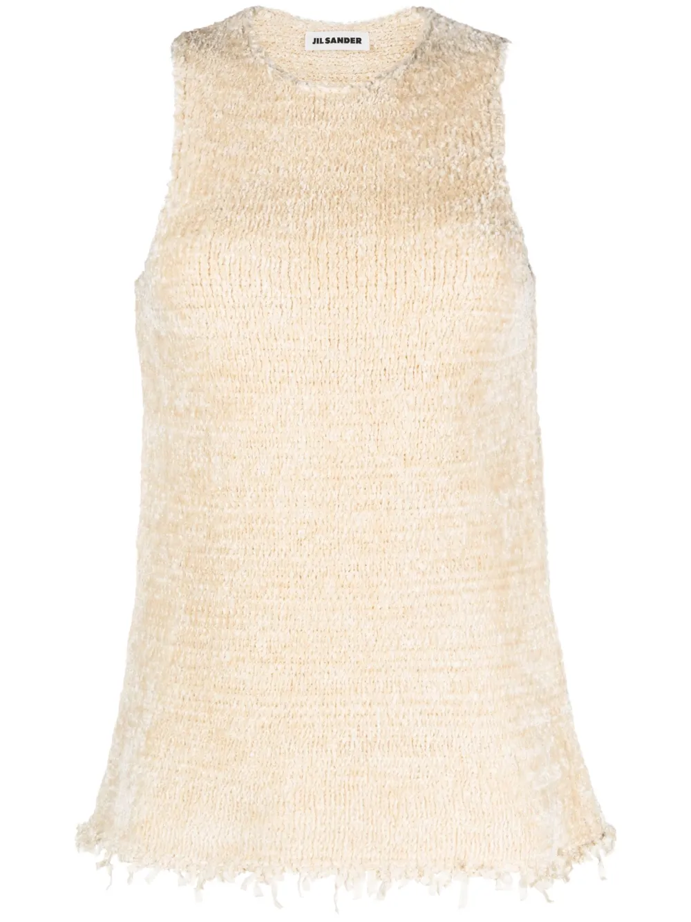 Jil Sander Frayed Sleeveless Knitted Top In Neutrals