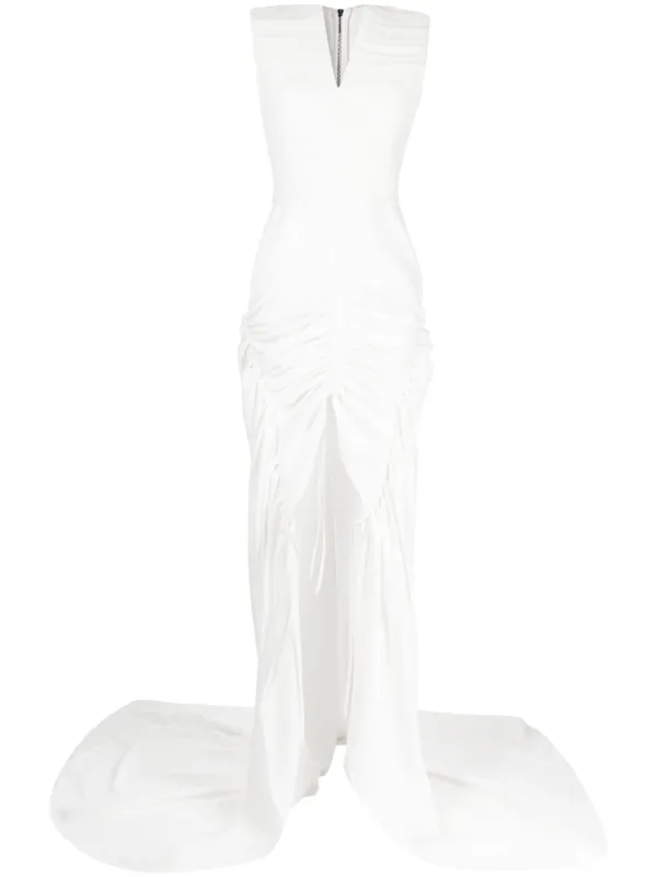 Maticevski Totem Gathered Long Gown in White