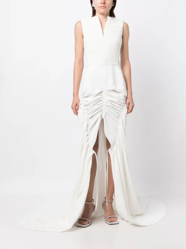 sachin and babi light blue dress Maticevski white dress with a slit and train women's 159283 — Women evening  dress
