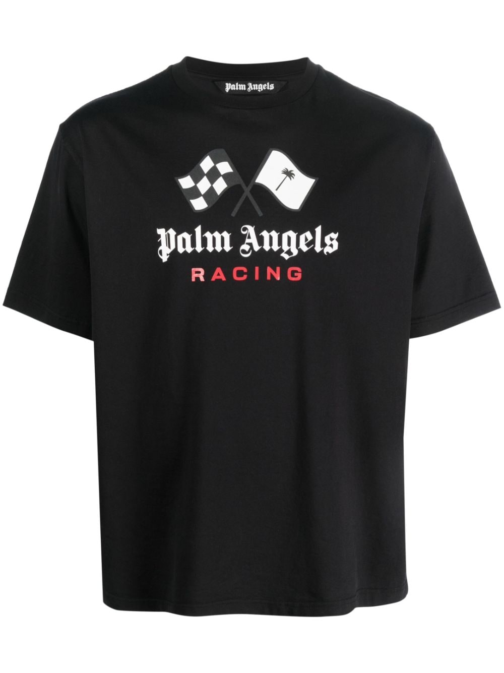 Shop Palm Angels Racing Cotton T-shirt In Black