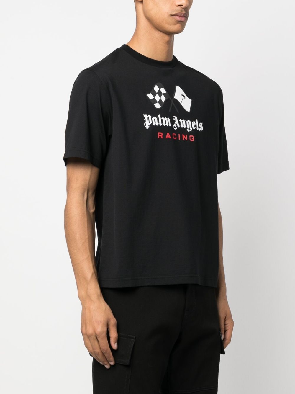 Shop Palm Angels Racing Cotton T-shirt In Black