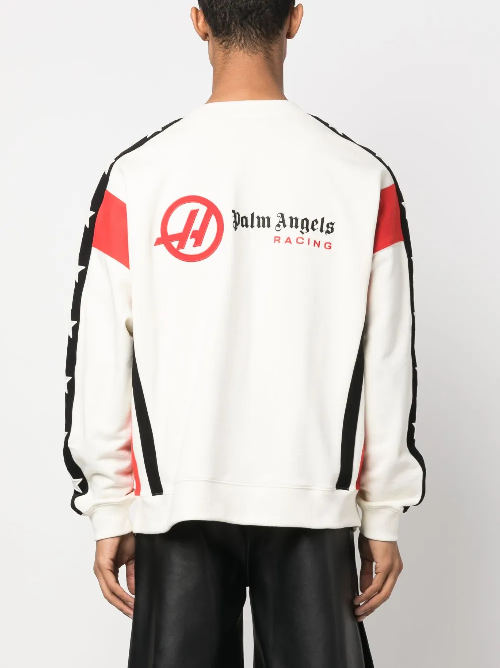 Palm Angels X Haas Moneygram F1 Team Logo-embroidered Sweatshirt In White